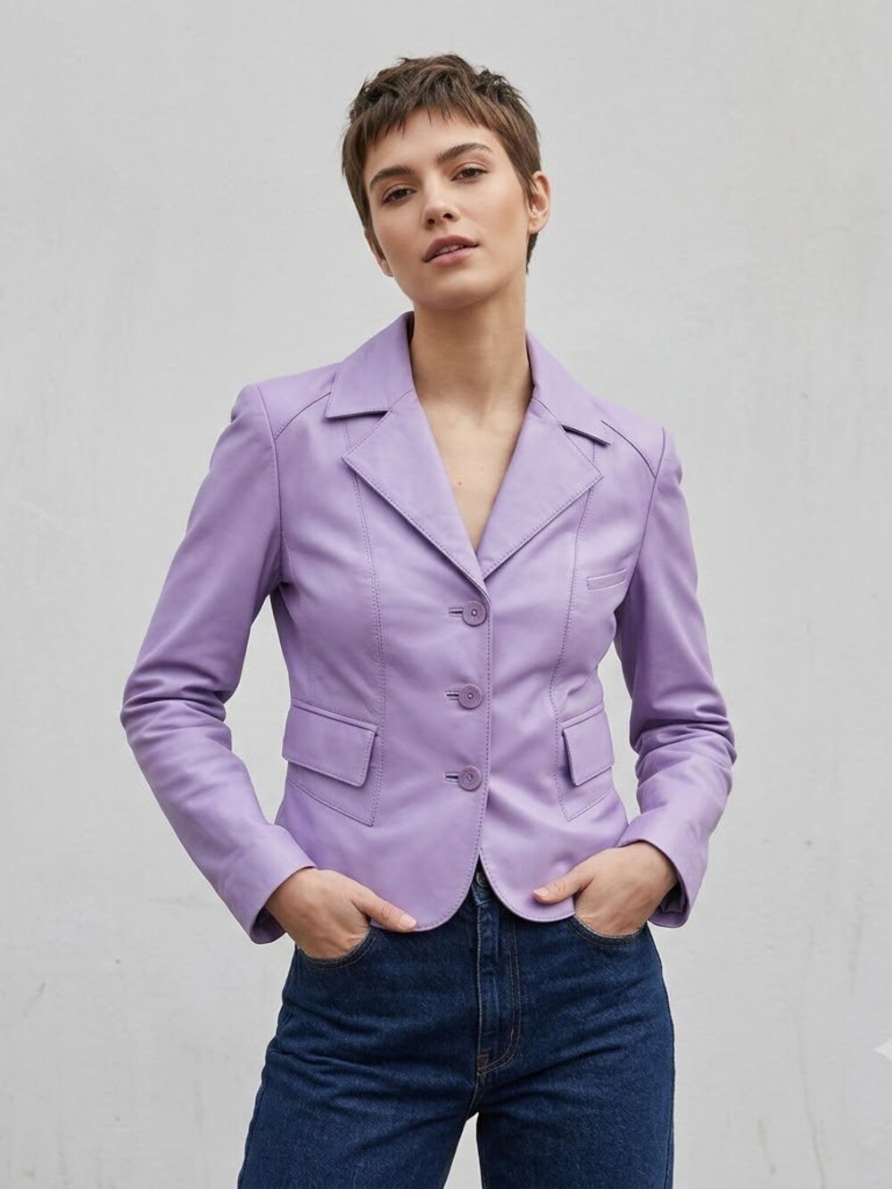 Vakko purple leather jacket size medium